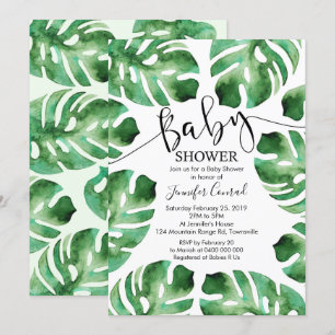 Invitation au Baby shower de Monstera, Feuilles tr