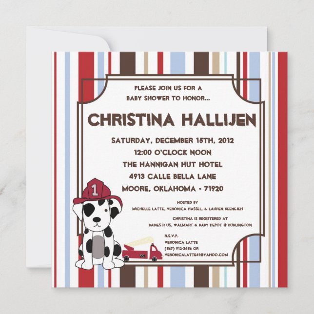 Invitation au Baby shower de moteur d'incendie 5x5 (Devant)