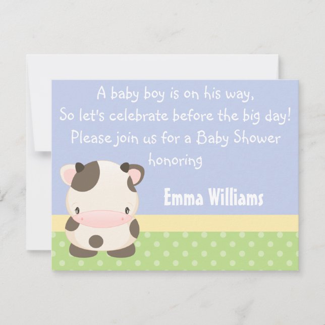 Invitation au Baby shower de moto-vache de la ferm (Devant)