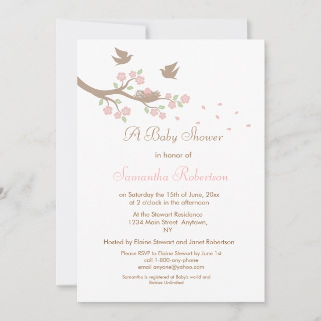 Invitation au Baby shower de nidification des oise (Devant)