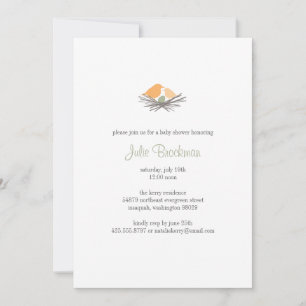 Invitation au Baby shower de nids d'oiseaux