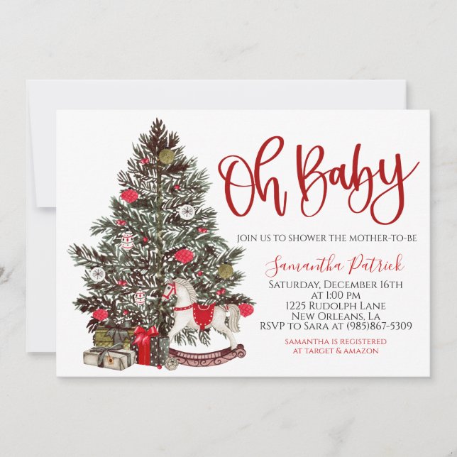 Invitation au Baby shower de Noël (Devant)