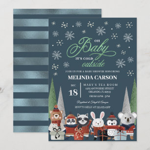 Invitation au Baby shower de Noël Woodland