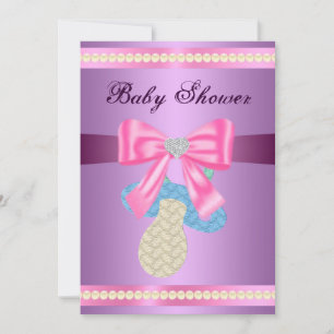 Invitation au Baby shower de pacificateur pourpre