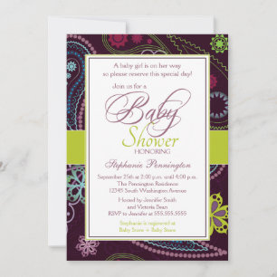 Invitation au baby shower de paisley à la citron v