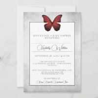 Invitation au Baby shower de papillon rouge