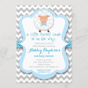 Invitation au Baby shower de petit agneau doux