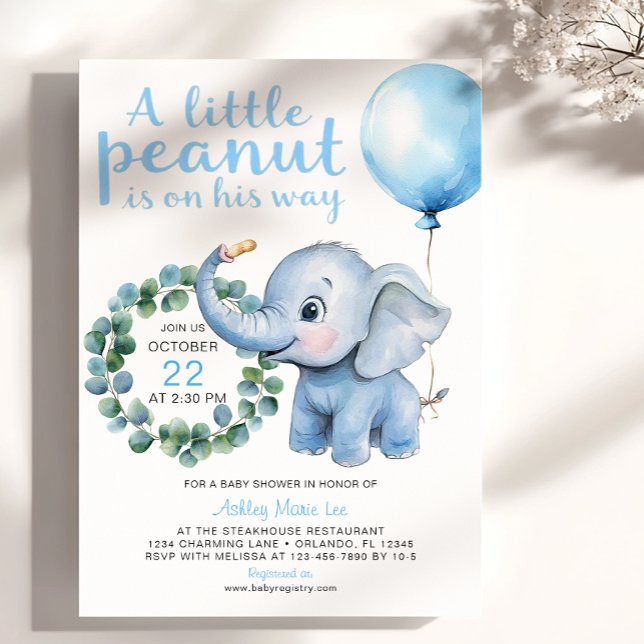 Invitation au Baby shower de petit arachide - Cu (Cute Elephant Baby Shower Invite)