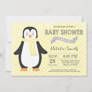 Invitation au Baby shower de pingouin jaune d'hive