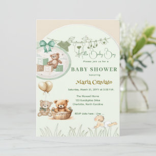 Invitation au Baby shower de pique-nique Teddy