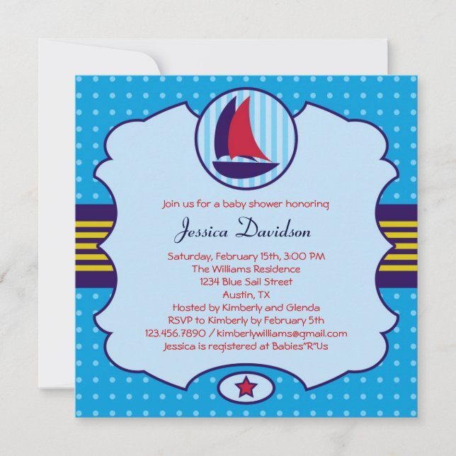 Invitation au Baby shower de plaisancier (Devant)