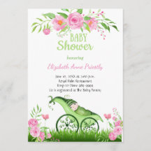 Invitation au Baby shower de pois verts