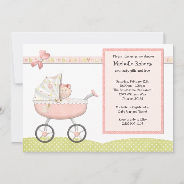 Invitation au Baby shower de poussette (Devant)