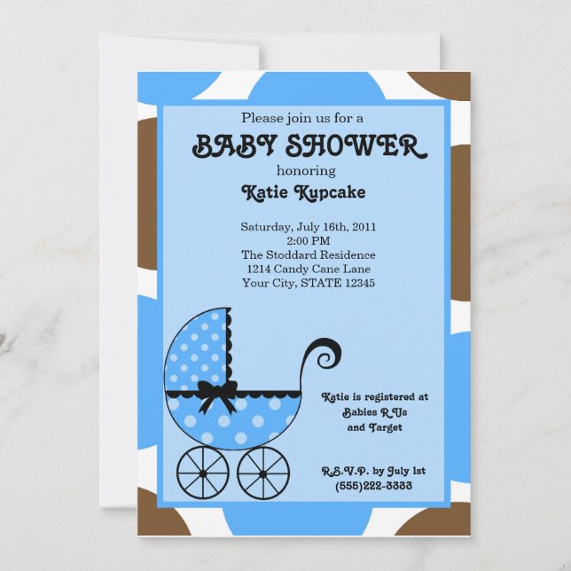 Invitation au Baby shower de poussette Poy Polka (Devant)