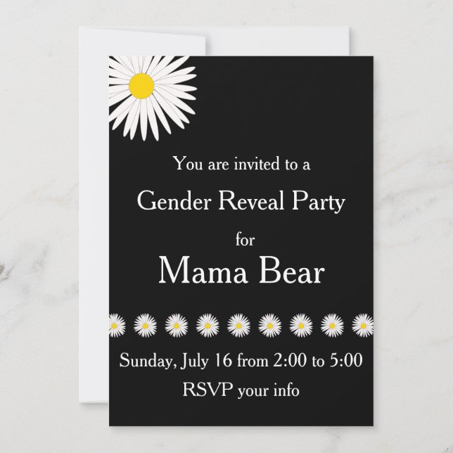 Invitation au Baby shower de révélation de genre (Dos)