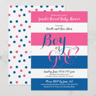 Invitation au Baby shower de révélation de genre