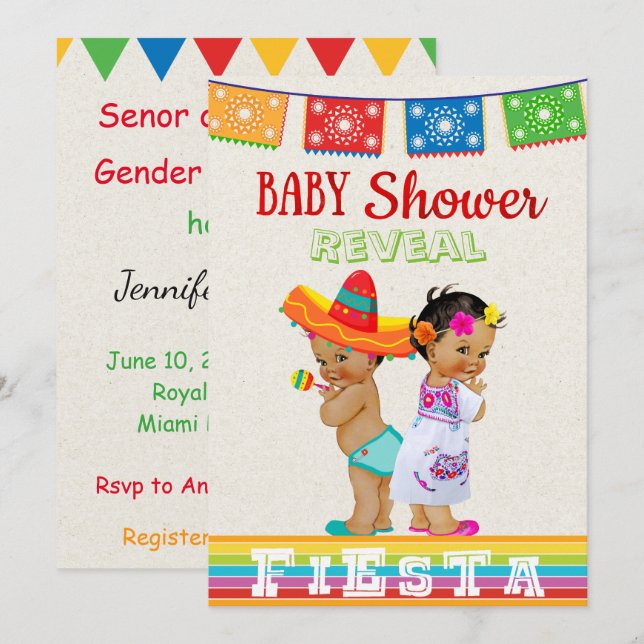Invitation au Baby shower de révélation de genre m (Devant / Derrière)