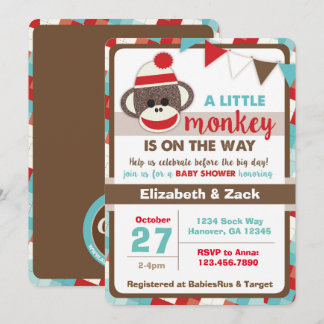 Invitation au Baby shower de singe de soie