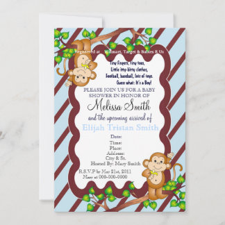 Invitation au Baby shower de singe en mouvement -