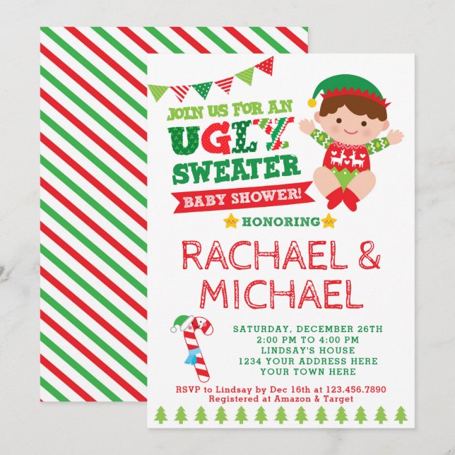 Invitation au Baby shower de sueur moche (Devant / Derrière)