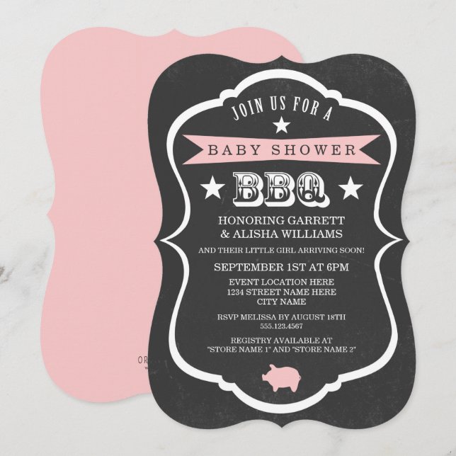 Invitation au Baby shower de tableau de bord / Fil (Devant / Derrière)