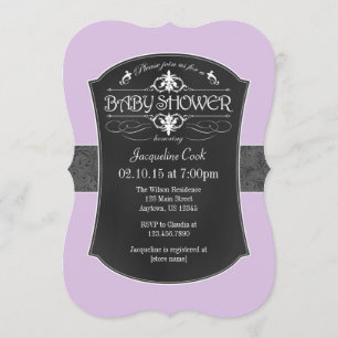 Invitation au Baby shower de tableau noir gris Lav