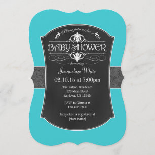 Invitation au Baby shower de tableau noir gris tur