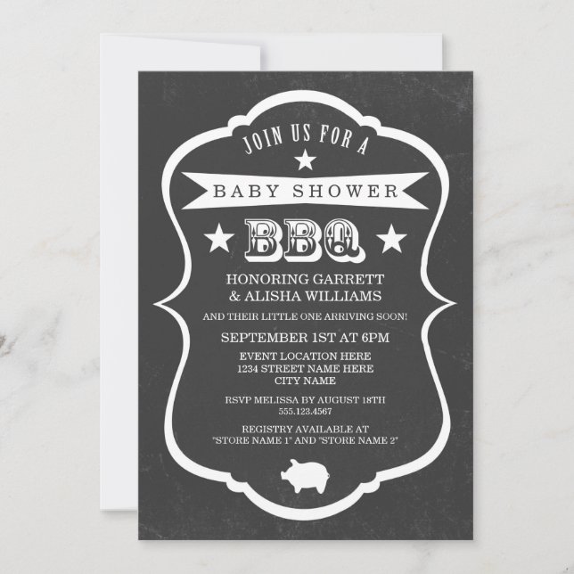 Invitation au Baby shower de tableau noir / Neutre (Devant)