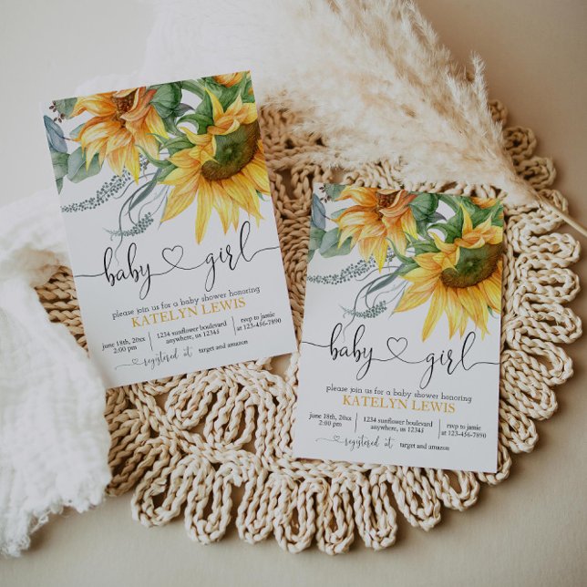 Invitation au Baby shower de tournesol pour une fi (Créateur téléchargé)