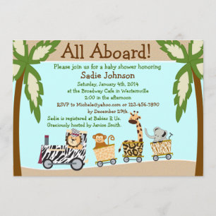 Invitation au Baby shower de train pour animaux