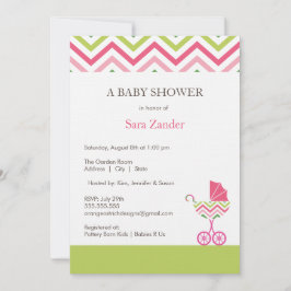 Invitation au Baby shower de transport Chevron| Fi