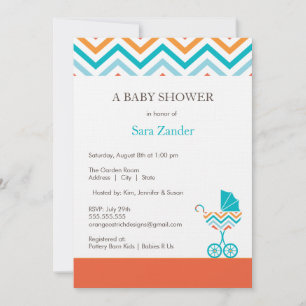 Invitation au Baby shower de transport Chevron  Ga