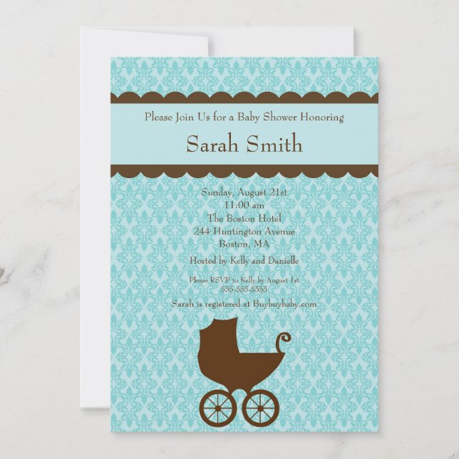 Invitation au Baby shower de transport élégant (Devant)