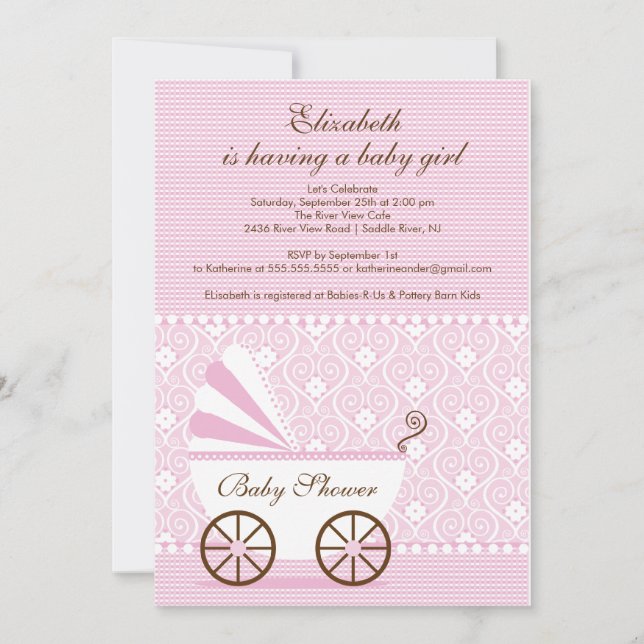 Invitation au Baby shower de transport Pink Baby G (Devant)