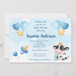 Invitation au Baby shower de vache aquarelle