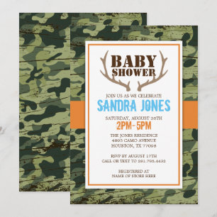 Invitation au Baby shower Deer Antlers
