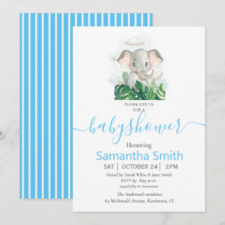 Invitation au Baby shower d'éléphant doux