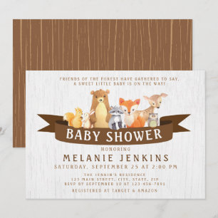 Invitation au Baby shower des animaux des bois Neu