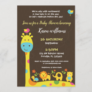 Invitation au Baby shower des animaux forestiers