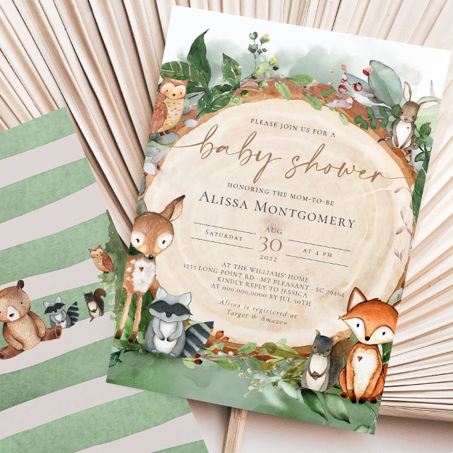 Invitation au Baby shower des bois (Créateur téléchargé)