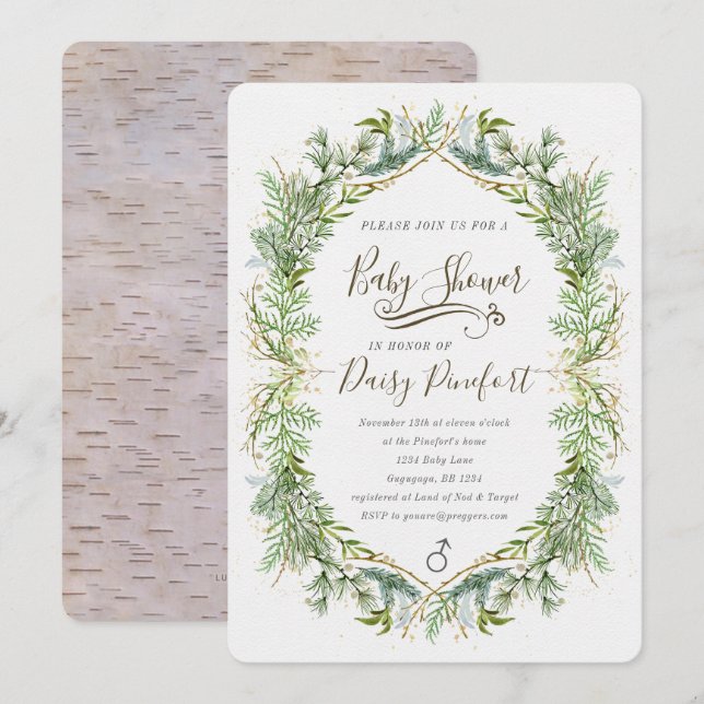 Invitation au Baby shower des bois (Devant / Derrière)