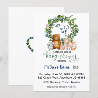 Invitation au Baby shower des bois