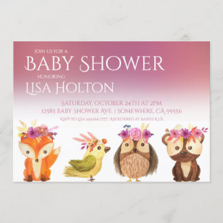 Invitation au Baby shower des bois