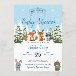 Invitation au Baby shower des bois d'hiver
