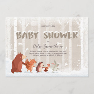 Invitation au Baby shower des bois Flammes de neig