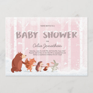Invitation au Baby shower des bois Neige d'hiver r