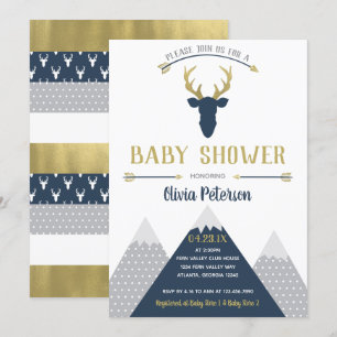 Invitation au Baby shower des cerfs de Woodland, F