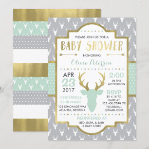 Invitation au Baby shower des cerfs de Woodland, F