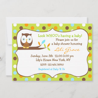 Invitation au Baby shower des chouettes - Garçon