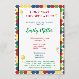 Invitation au baby shower des couleurs primaires